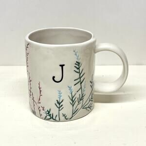 Anthropologie Dagny Wildflower Botonical Floral Mug Cup Monogram Initial J